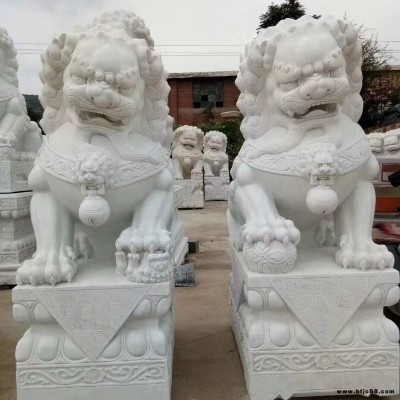廠家定制石獅子 北京獅子 庭院公司門口漢白玉鎮(zhèn)宅石獅子石雕 公司門口石雕獅子擺件