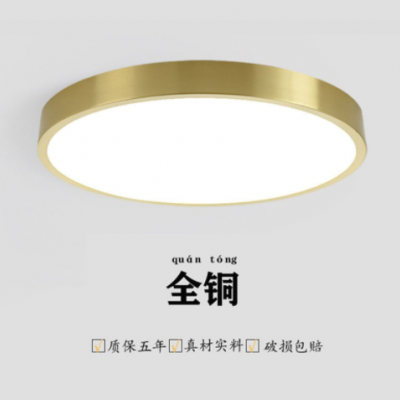 全銅LED吸頂燈陽(yáng)臺(tái)燈圓形超薄臥室簡(jiǎn)約純銅客廳過(guò)道衛(wèi)生間燈具