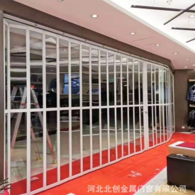 廠家現(xiàn)貨水晶弧形推拉折疊門 商場透明鋁合金折疊門 透明折疊推拉