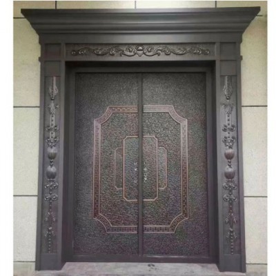 別墅大門農村自建房鑄鋁門新中式安全庭院門對開門家用雙開門銅門