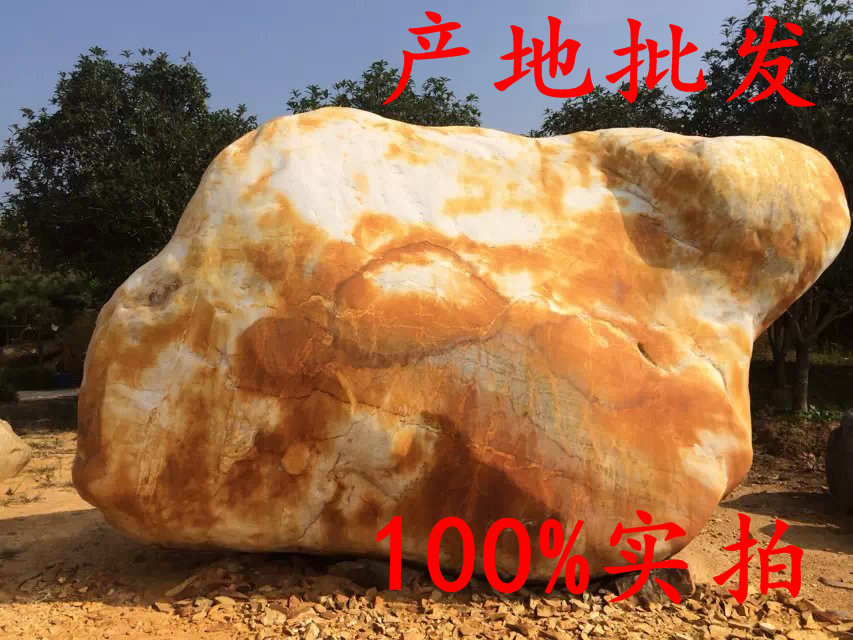 批發黃色園林石，批發大型黃色景觀石，刻字大黃石示例圖4