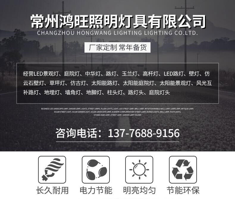戶外鋁型材LED庭院燈2米 別墅花園小區路燈防曬防水led景觀燈超亮示例圖2