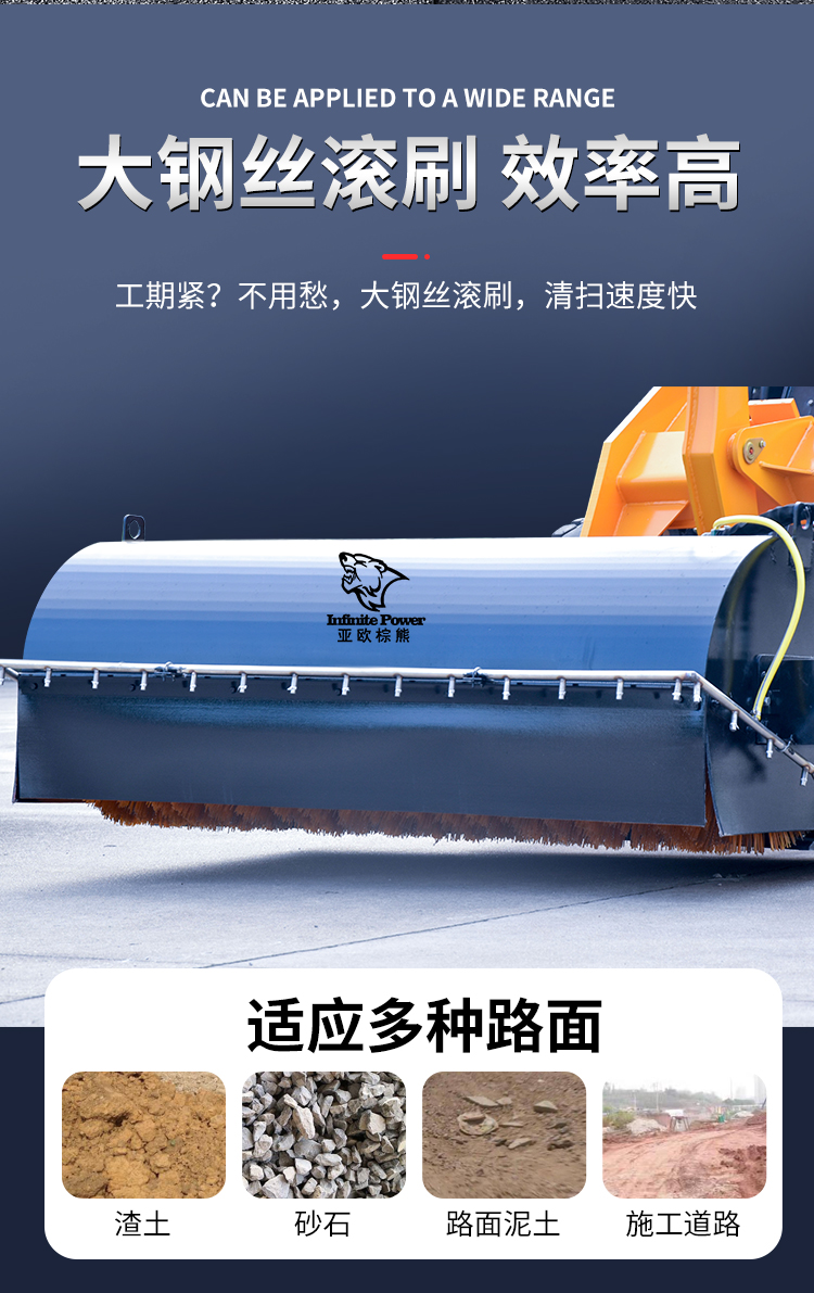 裝載機(jī)改裝掃地機(jī) 亞歐重工 S930清掃機(jī) 攪拌站場(chǎng)地掃地車 水穩(wěn)清掃車 工程工地清掃車示例圖4