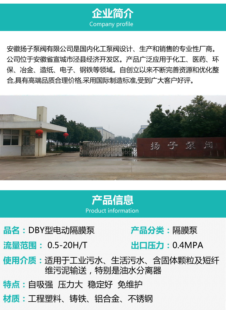 DBY25/40電動隔膜泵配件污水抽水涂料樹脂泥漿工業酸堿腐蝕氣自吸示例圖2