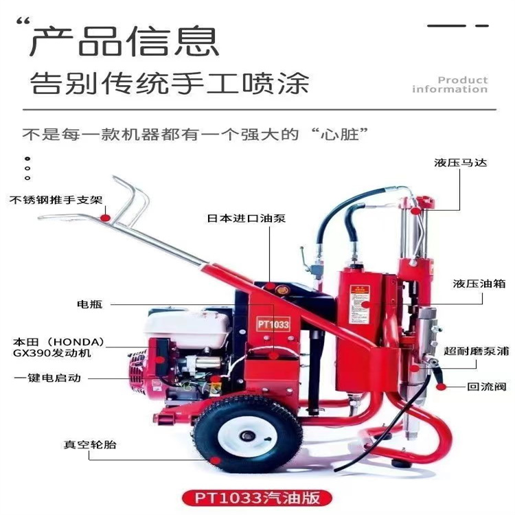 普田普特PT1033重型液壓噴粉機膩子涂料防水防火乳膠漆油漆噴涂機示例圖2