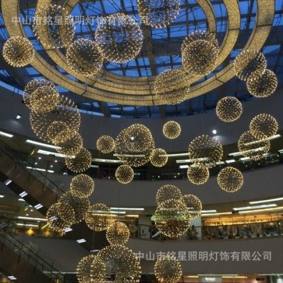 新款不銹鋼LED球燈商場(chǎng)美陳吊飾商業(yè)中庭吊掛裝飾時(shí)尚中空景觀燈 銘星廠家直供 節(jié)省25percent采購(gòu)成本 量大從優(yōu)